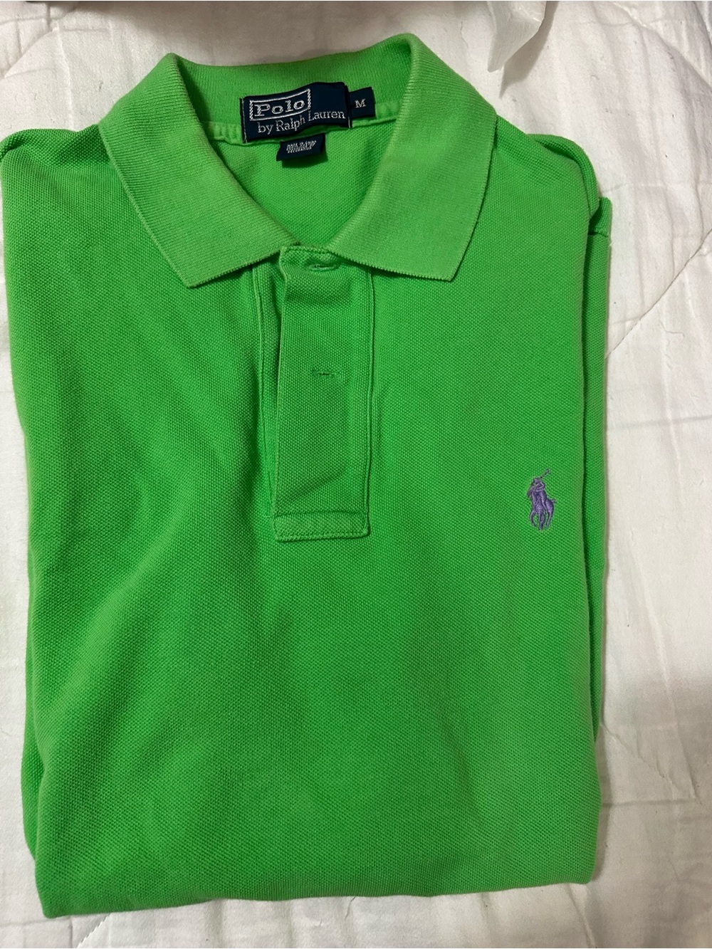 Ralph Lauren Green Polo with Purple Pony Embroidery ~ Men’s Medium